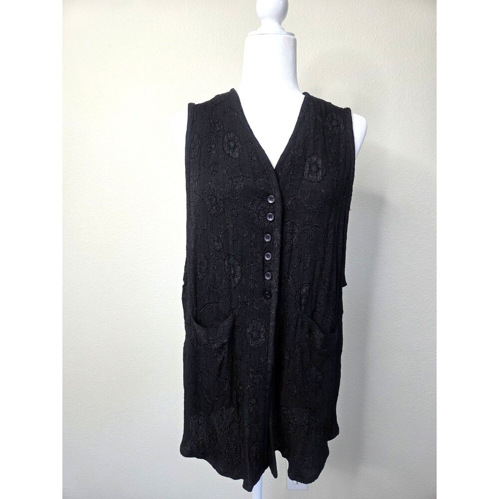 Zashi Vintage Boho Tunic Vest 90s Rayon Tunic longline lagenlook Embroidered